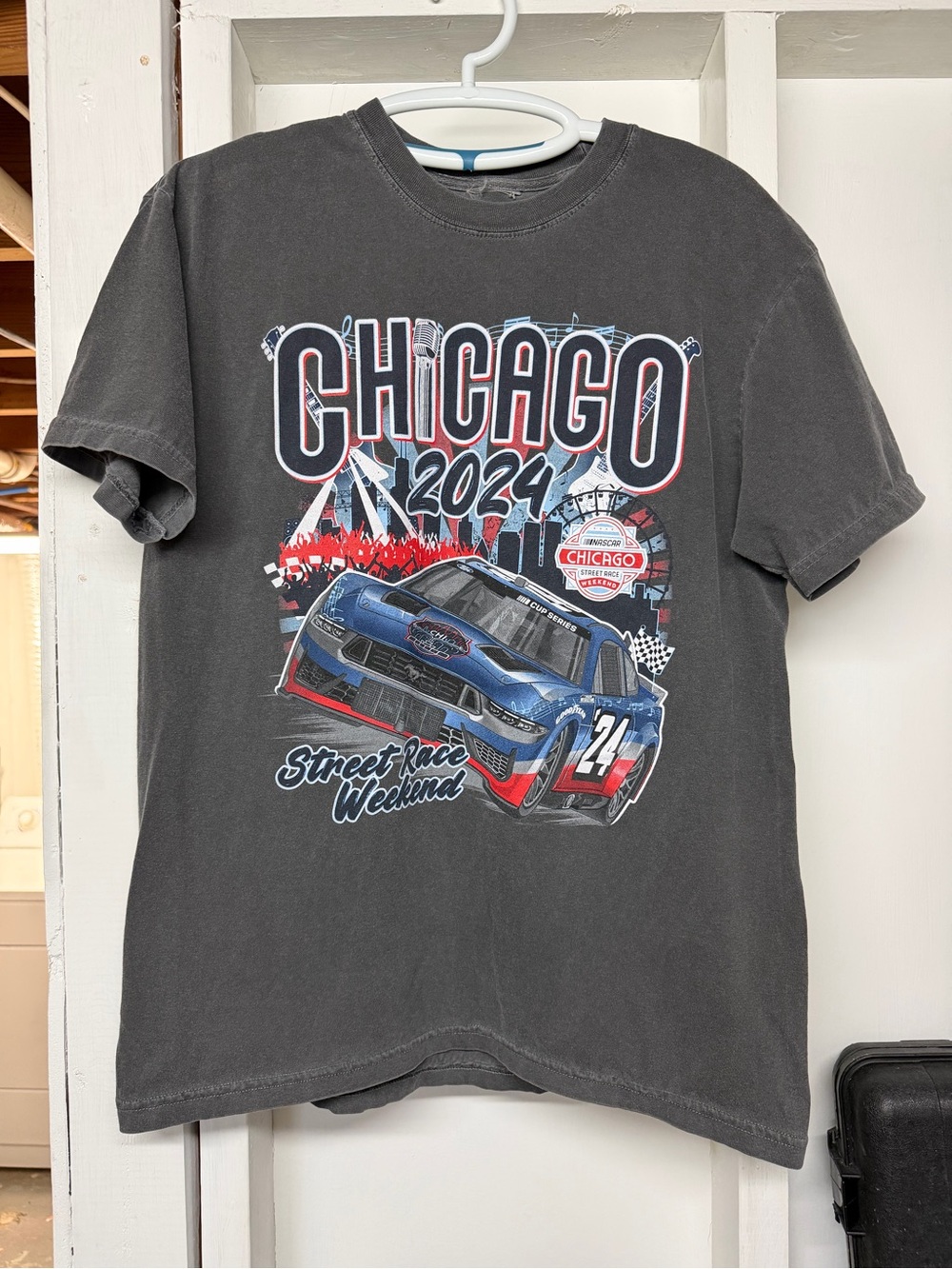 NASCAR Chicago 2024 Street Race Weekend Graphic Tee Size Large Gray